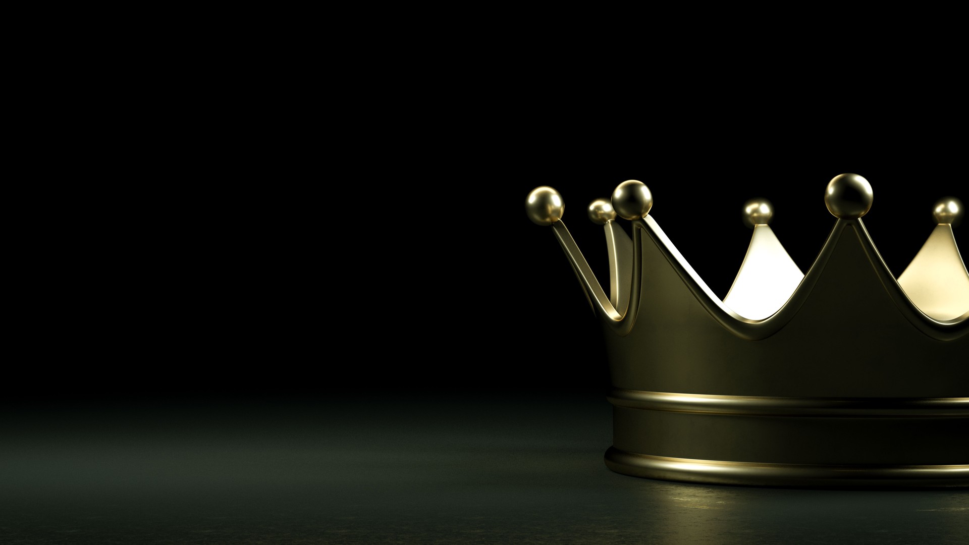 Couronne d’or, fond noir, succès, victoire